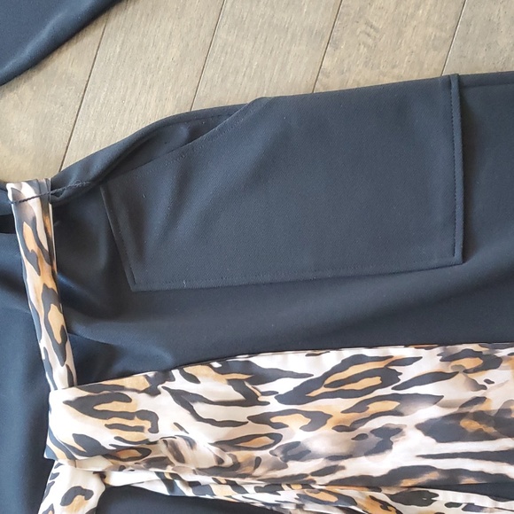 Zara Black Dress with Leopard Tie Belt - Picture 2 of 3